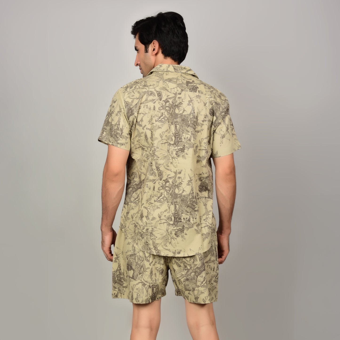 Men's Light Olive Cord Shirt & Short Set Being Flawless