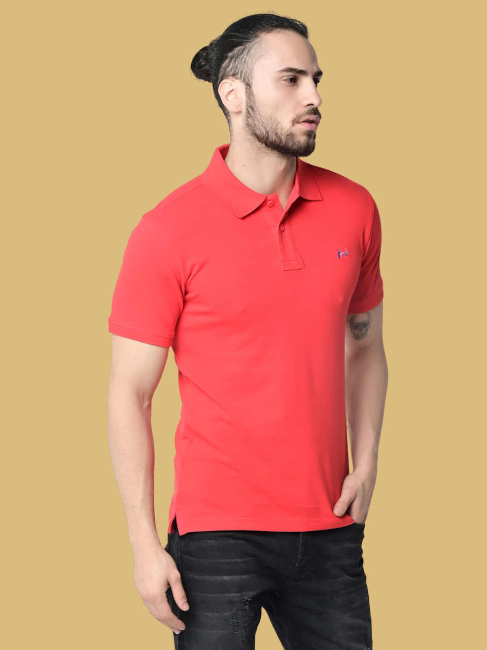 Flawless Men Red Organic Polo T-Shirt Being Flawless