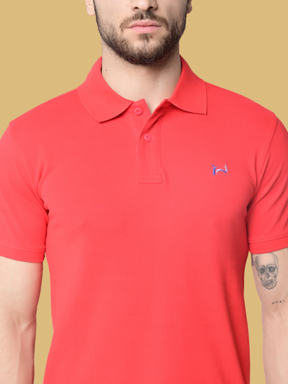 Flawless Men Red Organic Polo T-Shirt Being Flawless