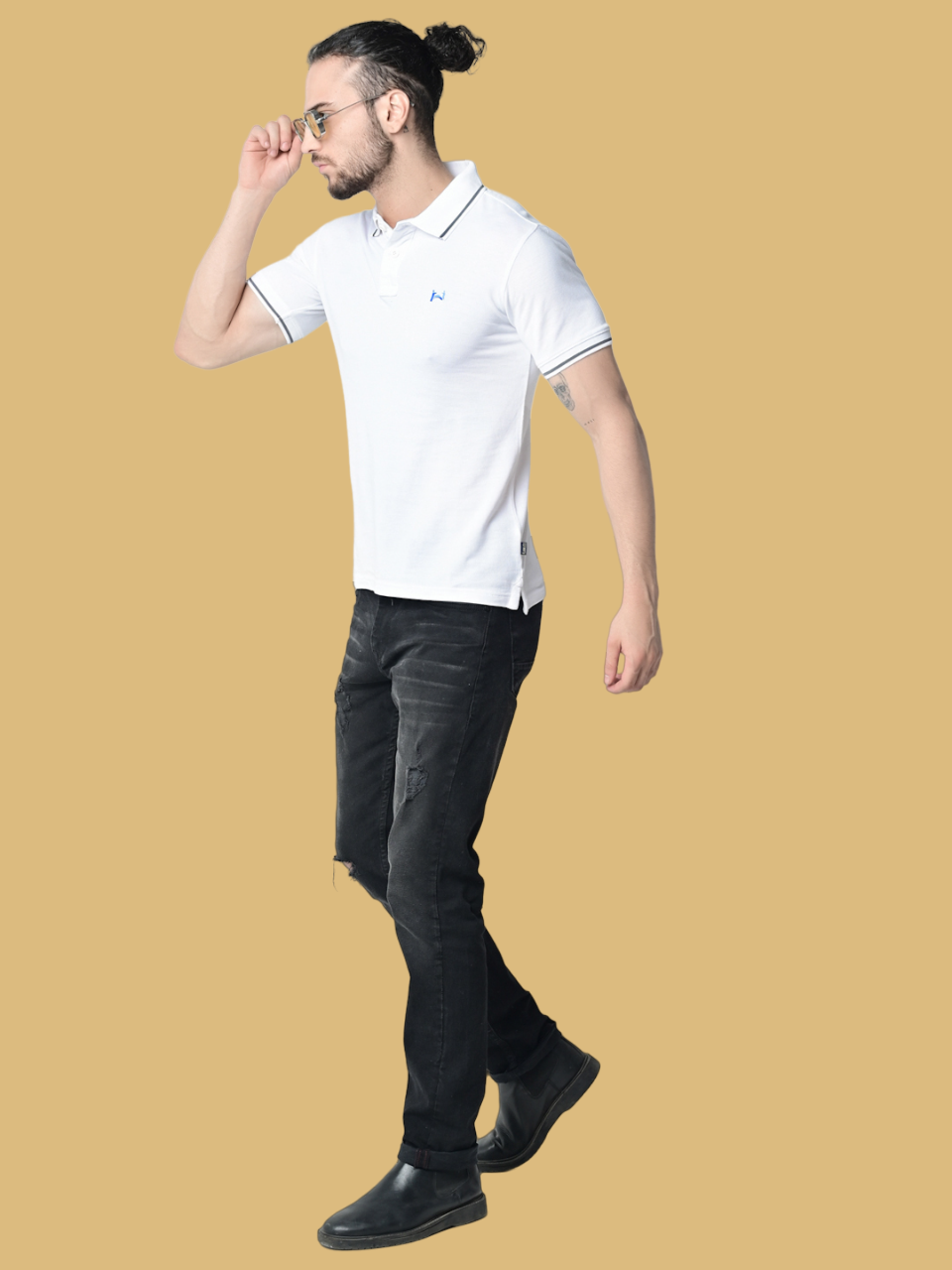 Flawless Men Organic White Swan Polo T-Shirt Being Flawless
