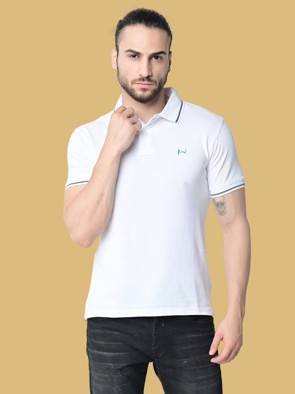 Flawless Men Organic White Swan Polo T-Shirt Being Flawless