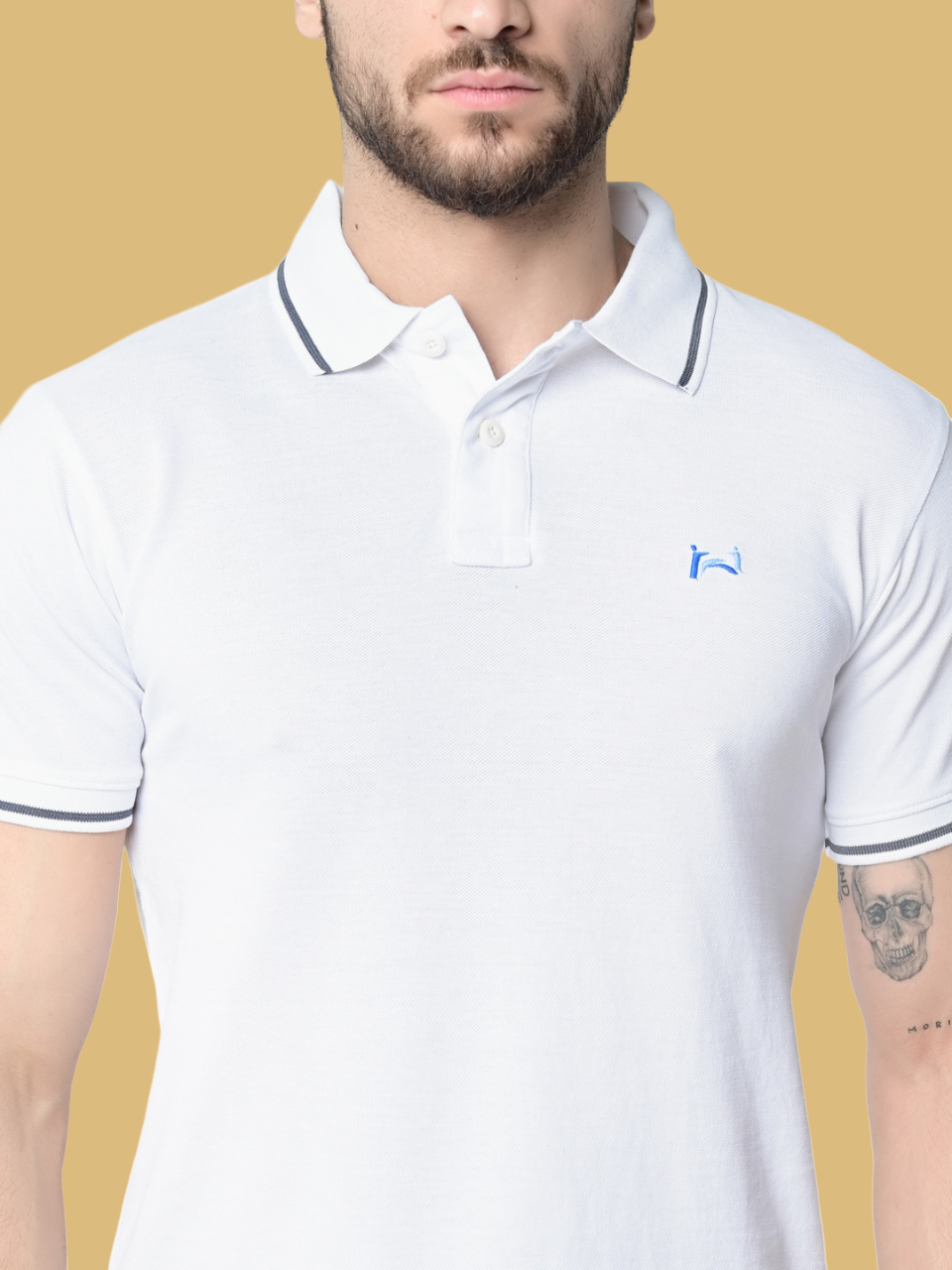 Flawless Men Organic White Swan Polo T-Shirt Being Flawless