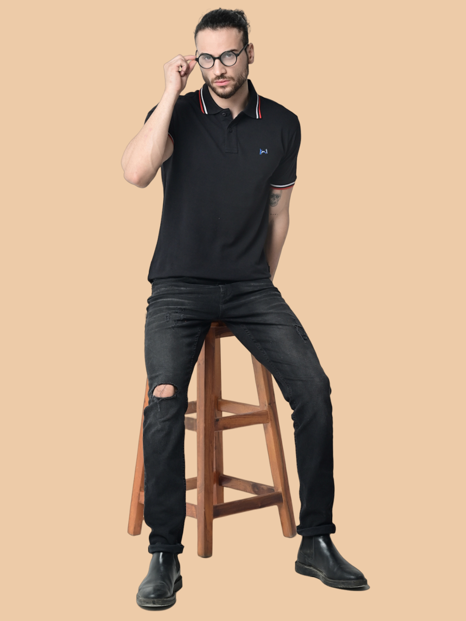 Flawless Men Steady Black Organic Polo T-Shirt Being Flawless