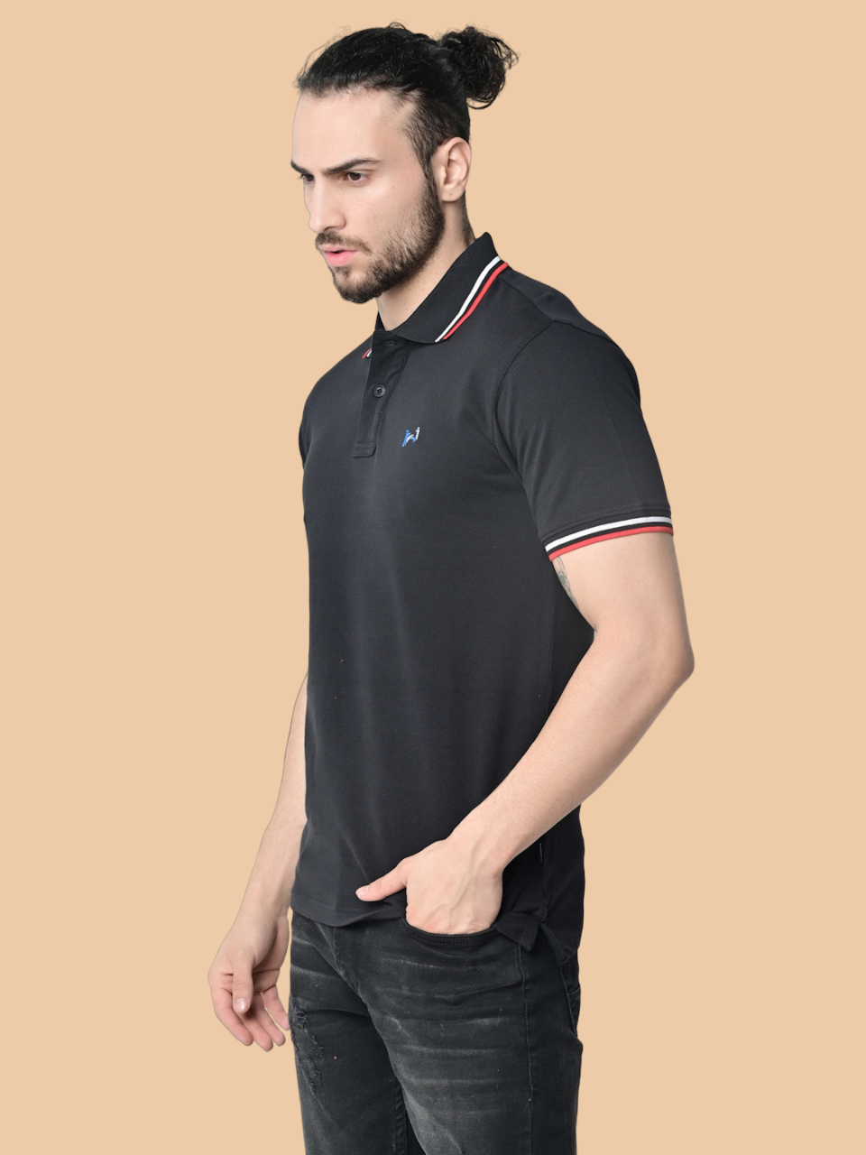 Flawless Men Steady Black Organic Polo T-Shirt Being Flawless
