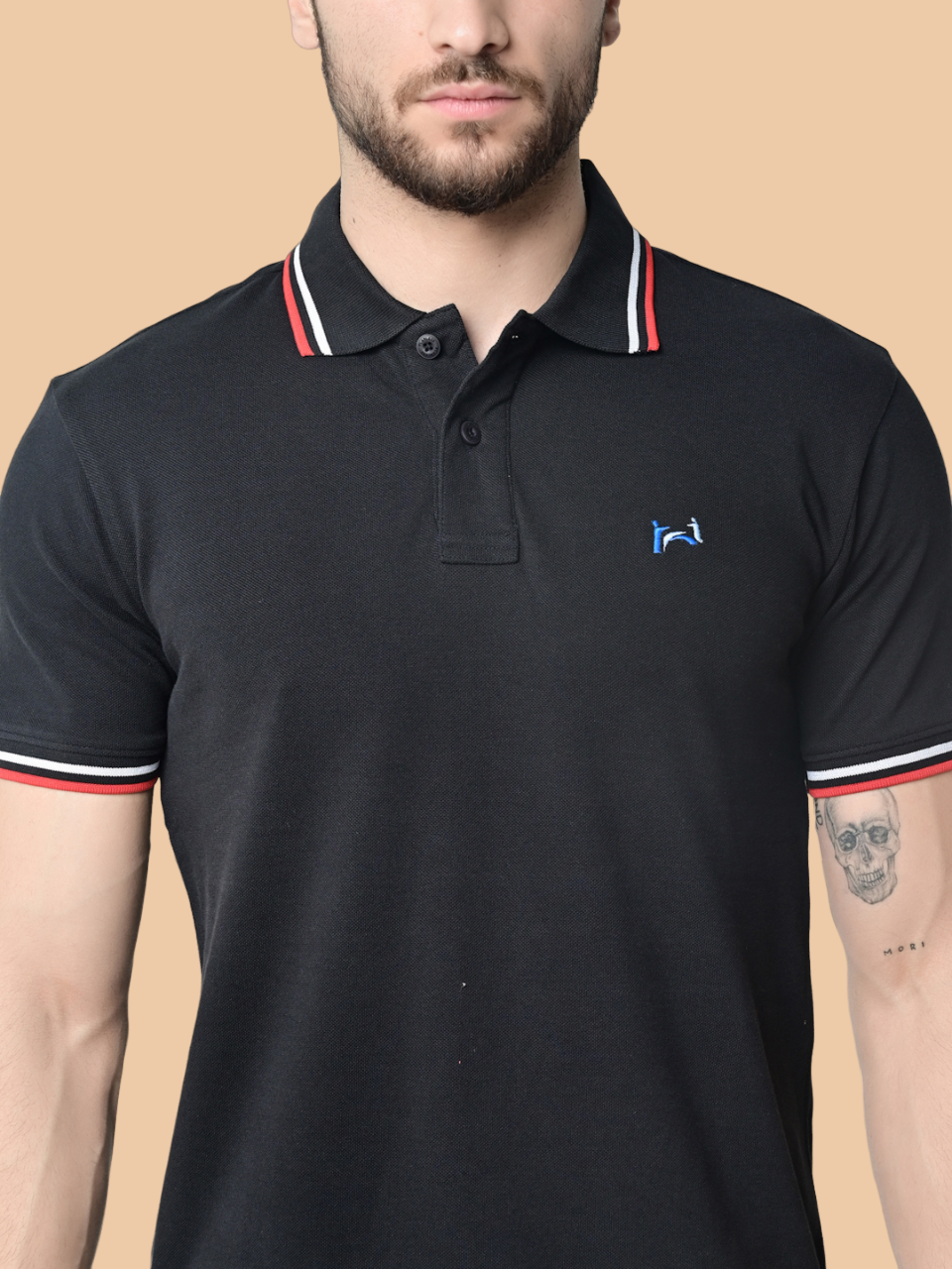Flawless Men Steady Black Organic Polo T-Shirt Being Flawless