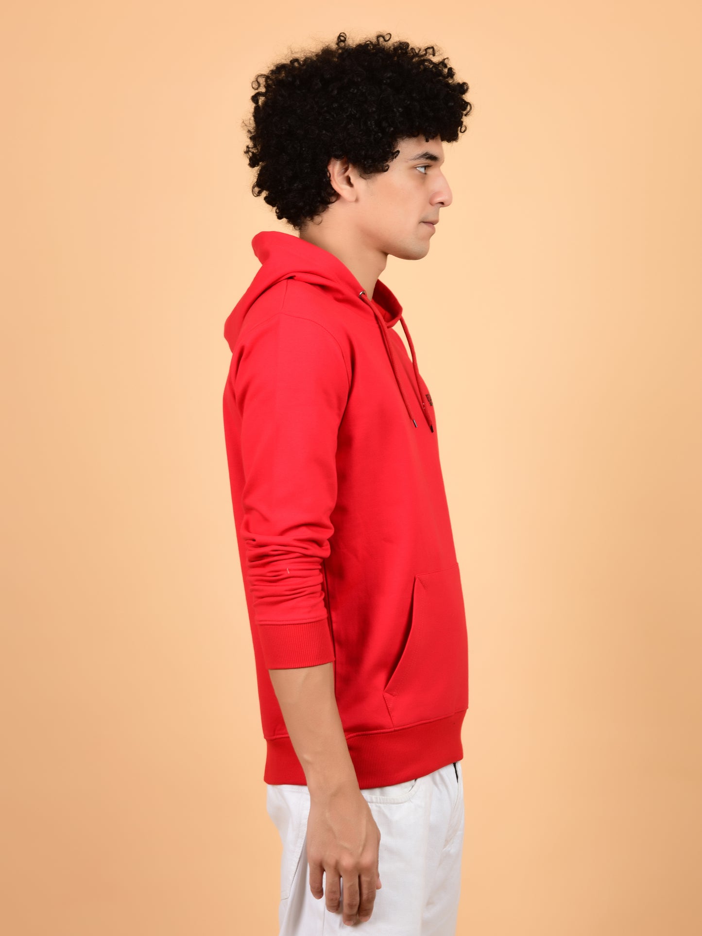 Flawless Red Solid Hoodie for Men Being Flawless