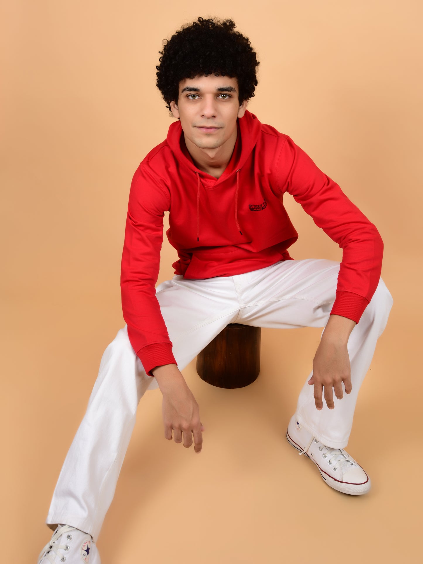 Flawless Red Solid Hoodie for Men Being Flawless