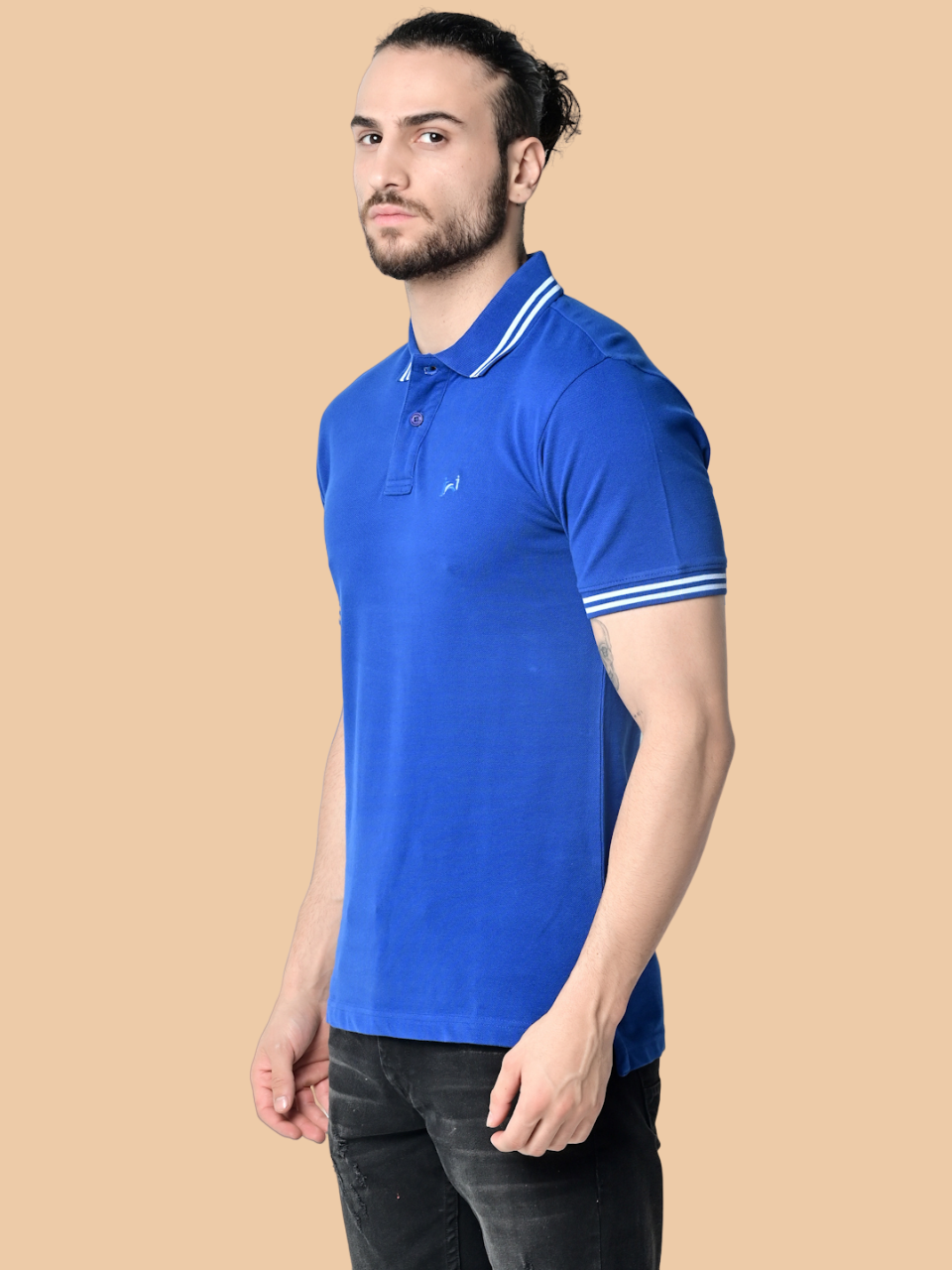 Flawless Men Super Blue Organic Polo T-Shirt Being Flawless