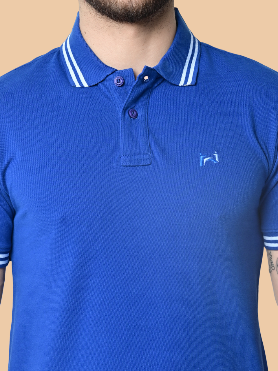 Flawless Men Super Blue Organic Polo T-Shirt Being Flawless