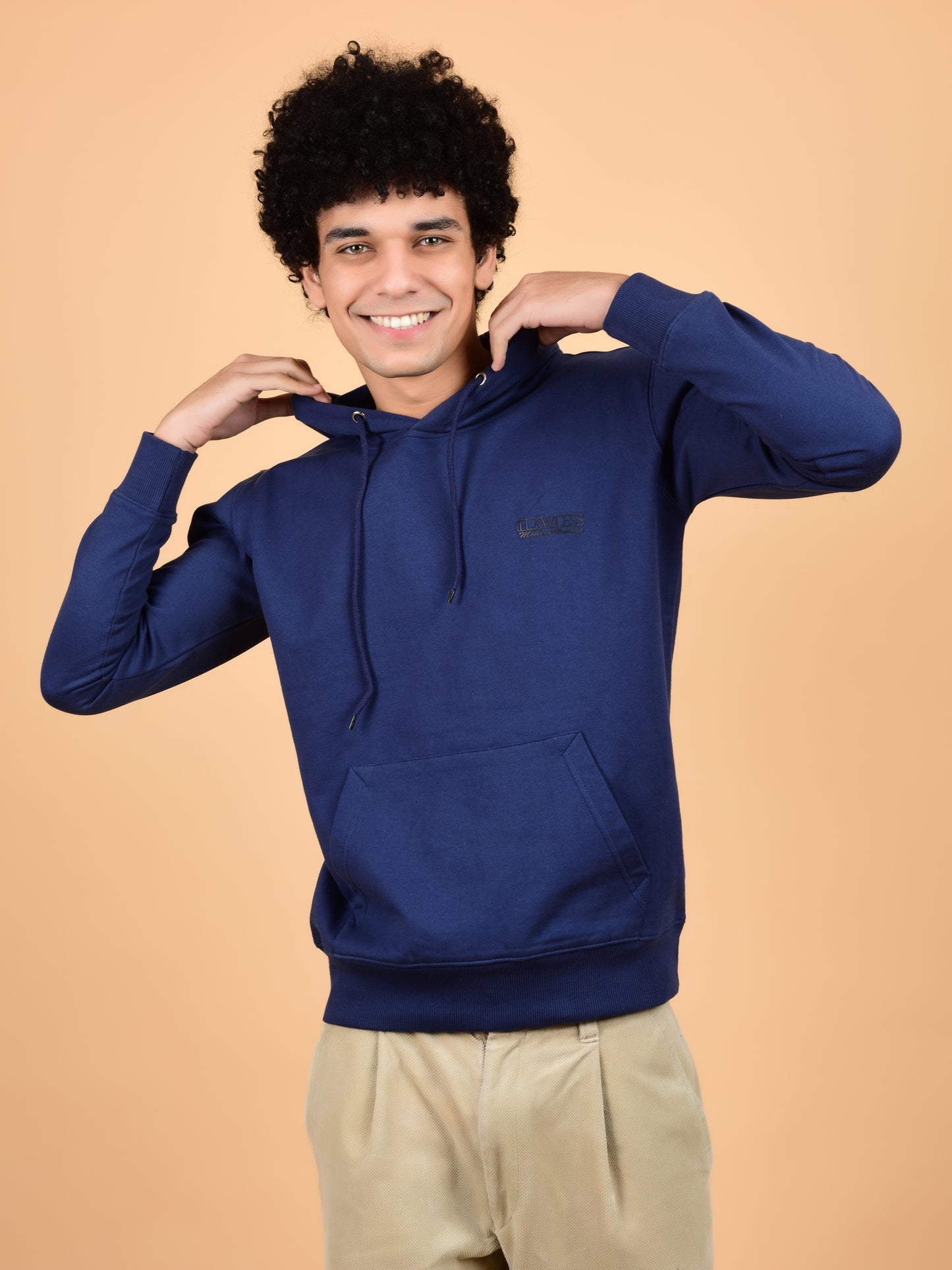 Flawless Men's Blue Solid Hoody Being Flawless