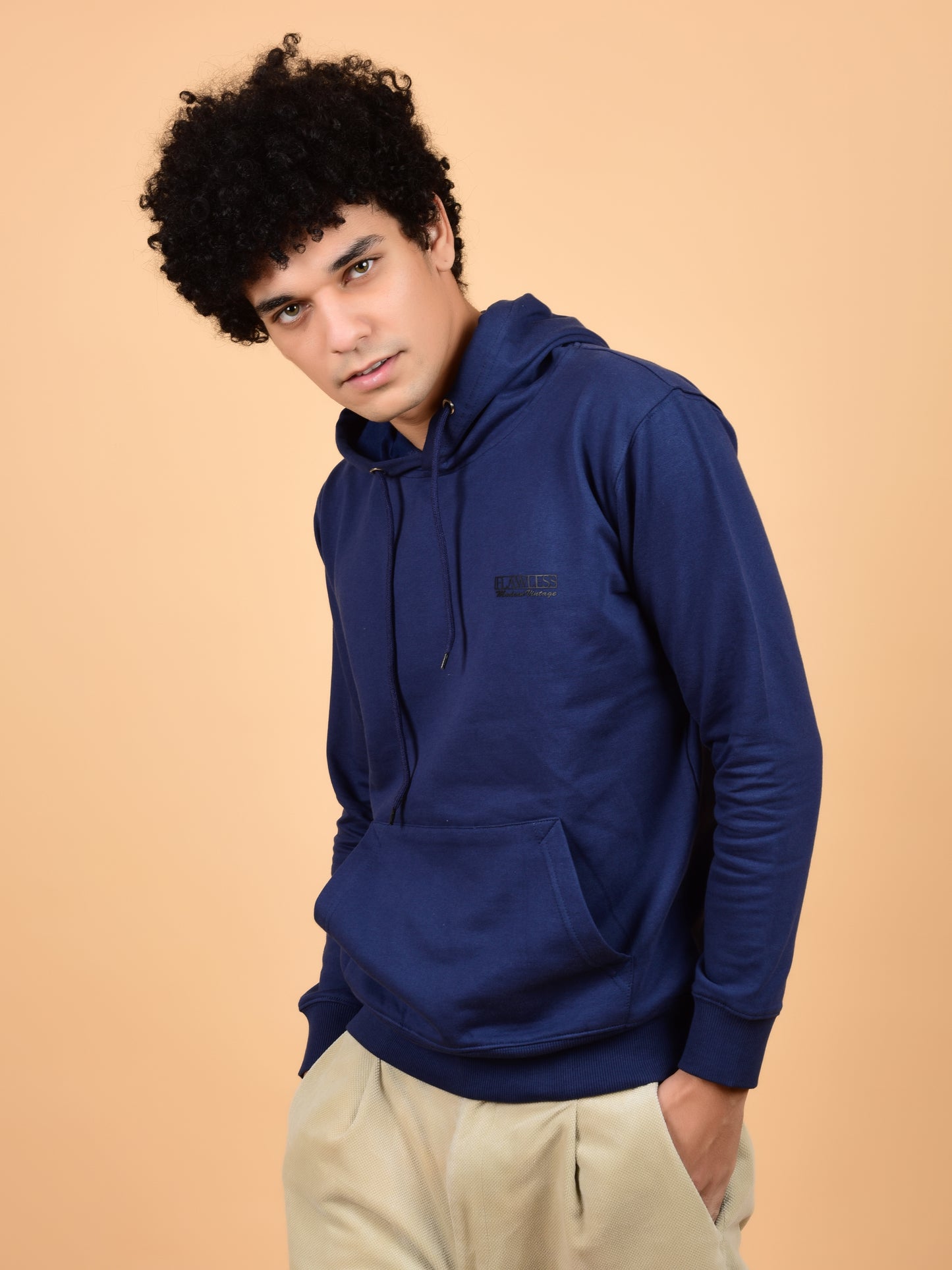 Flawless Men's Blue Solid Hoody Being Flawless
