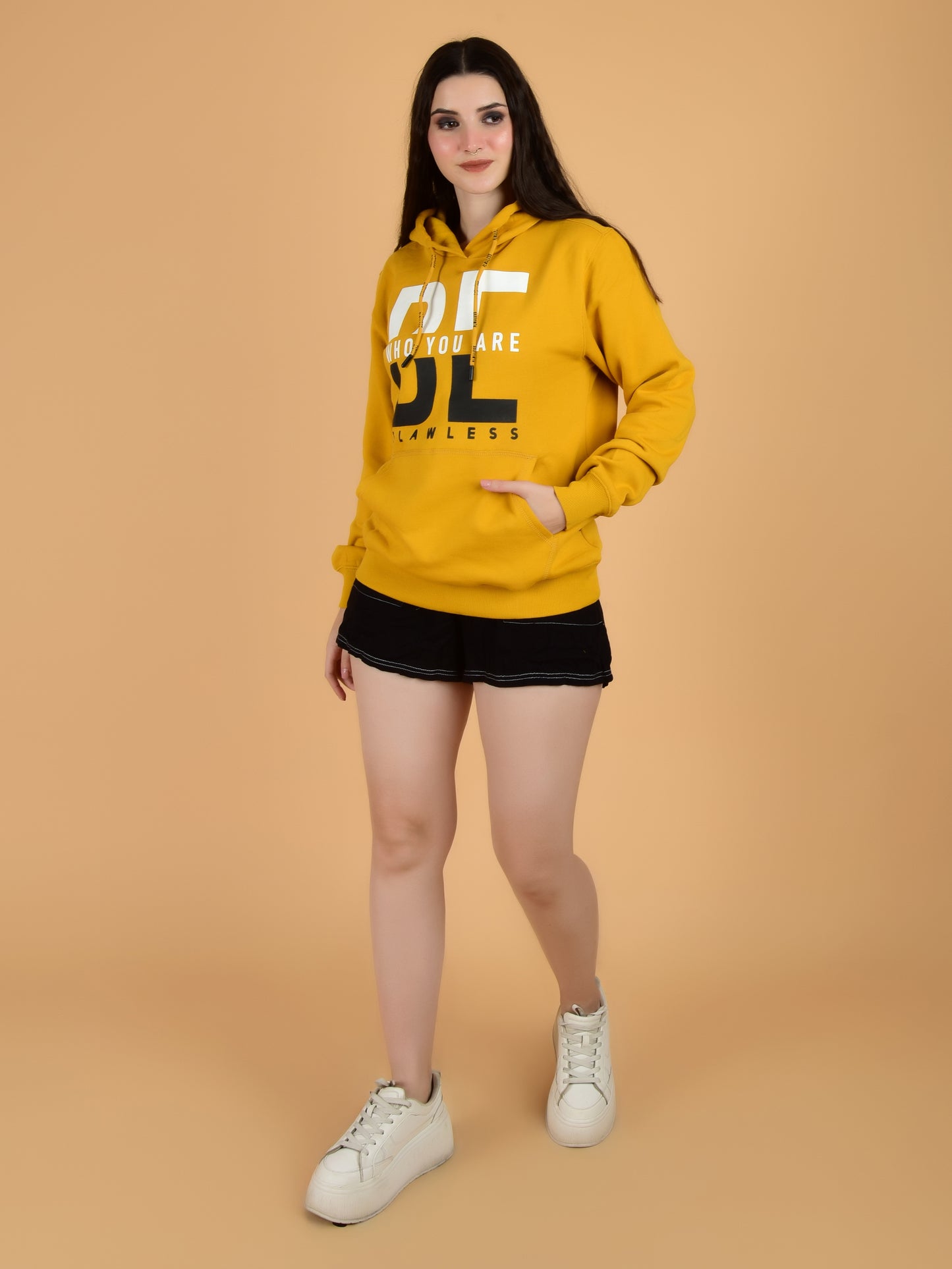 Flawless Unisex Winter Yellow Hoodie Being Flawless