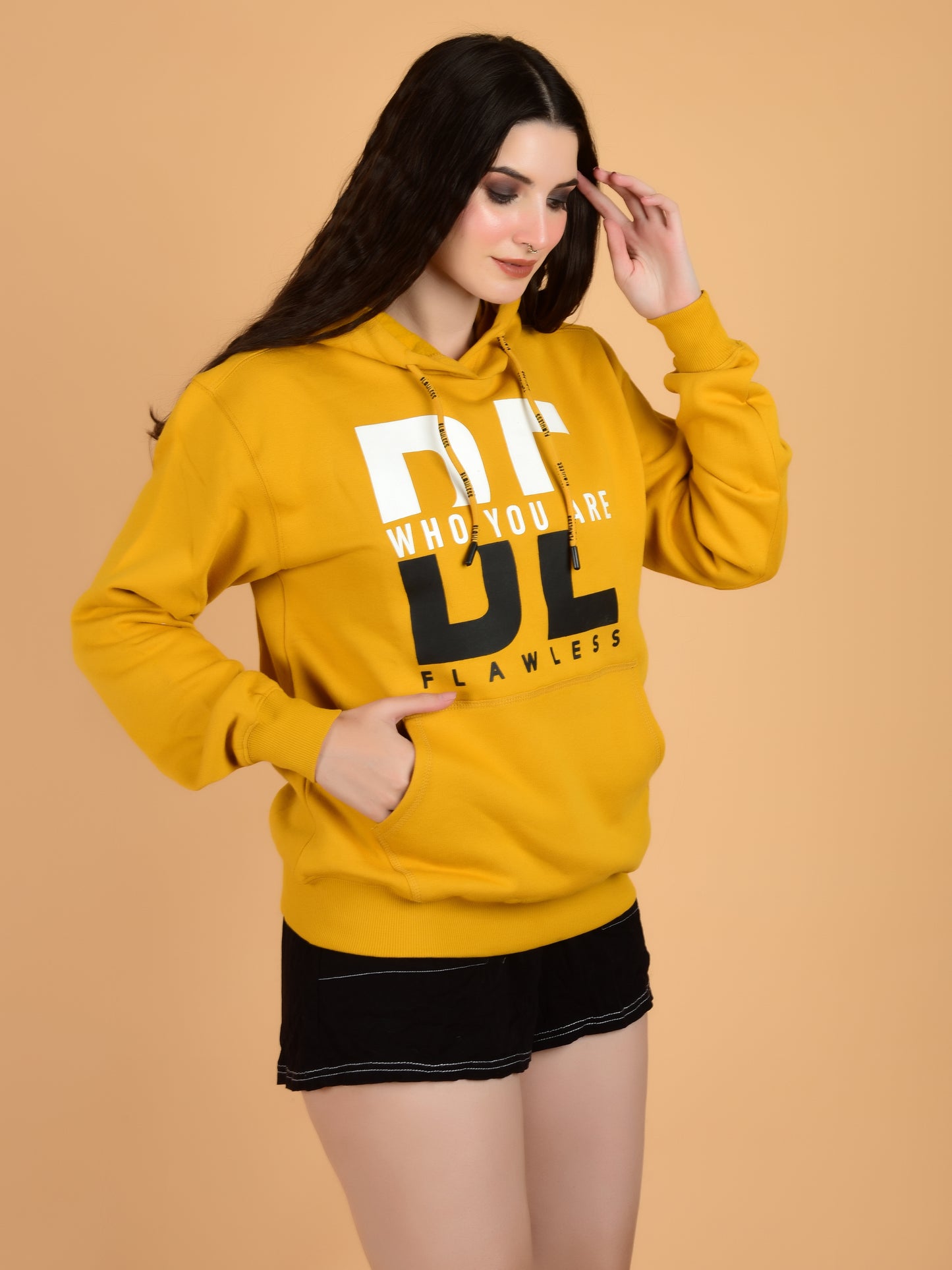 Flawless Unisex Winter Yellow Hoodie Being Flawless