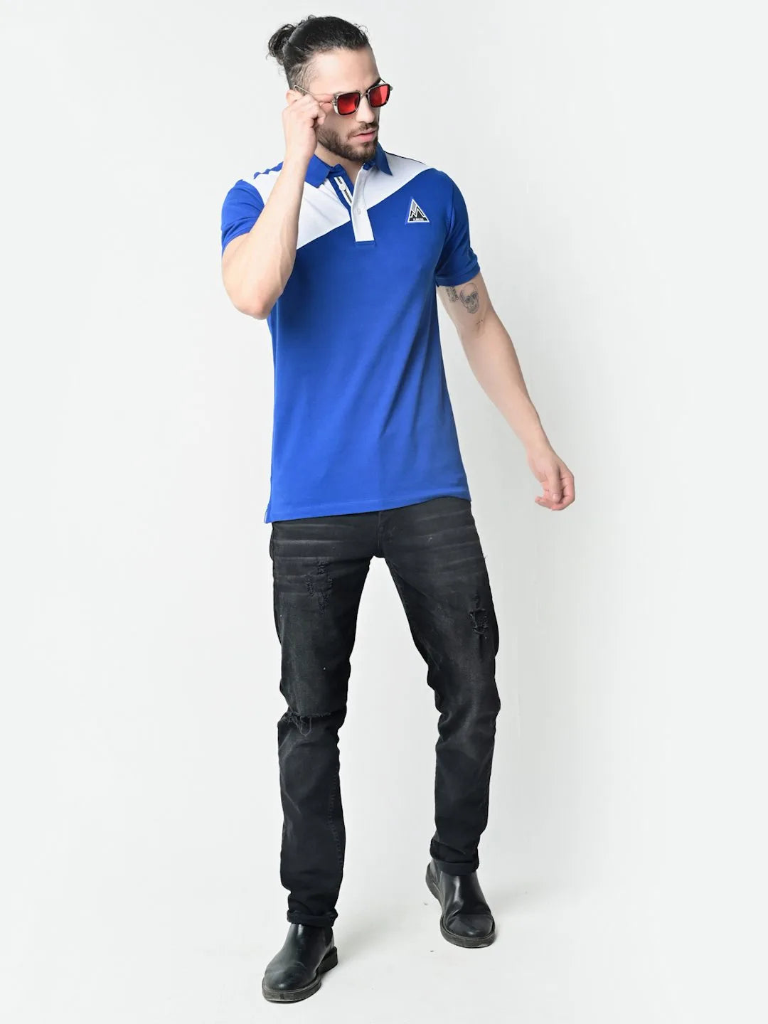 Flawless Men Organic Polo Blue T-Shirt Being Flawless