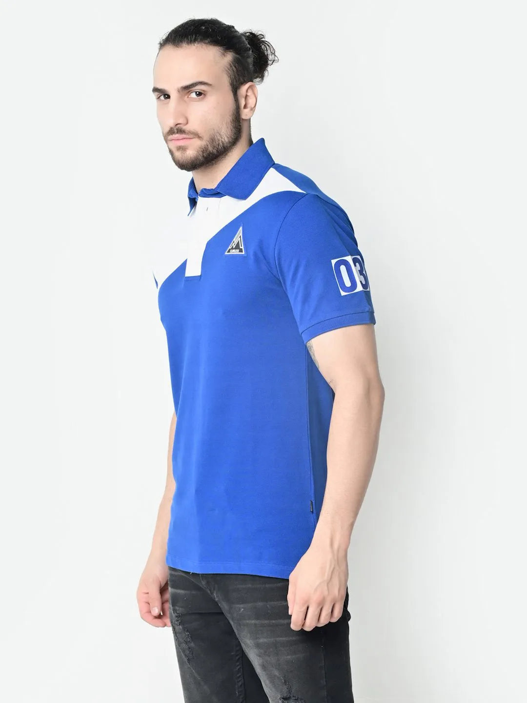 Flawless Men Organic Polo Blue T-Shirt Being Flawless