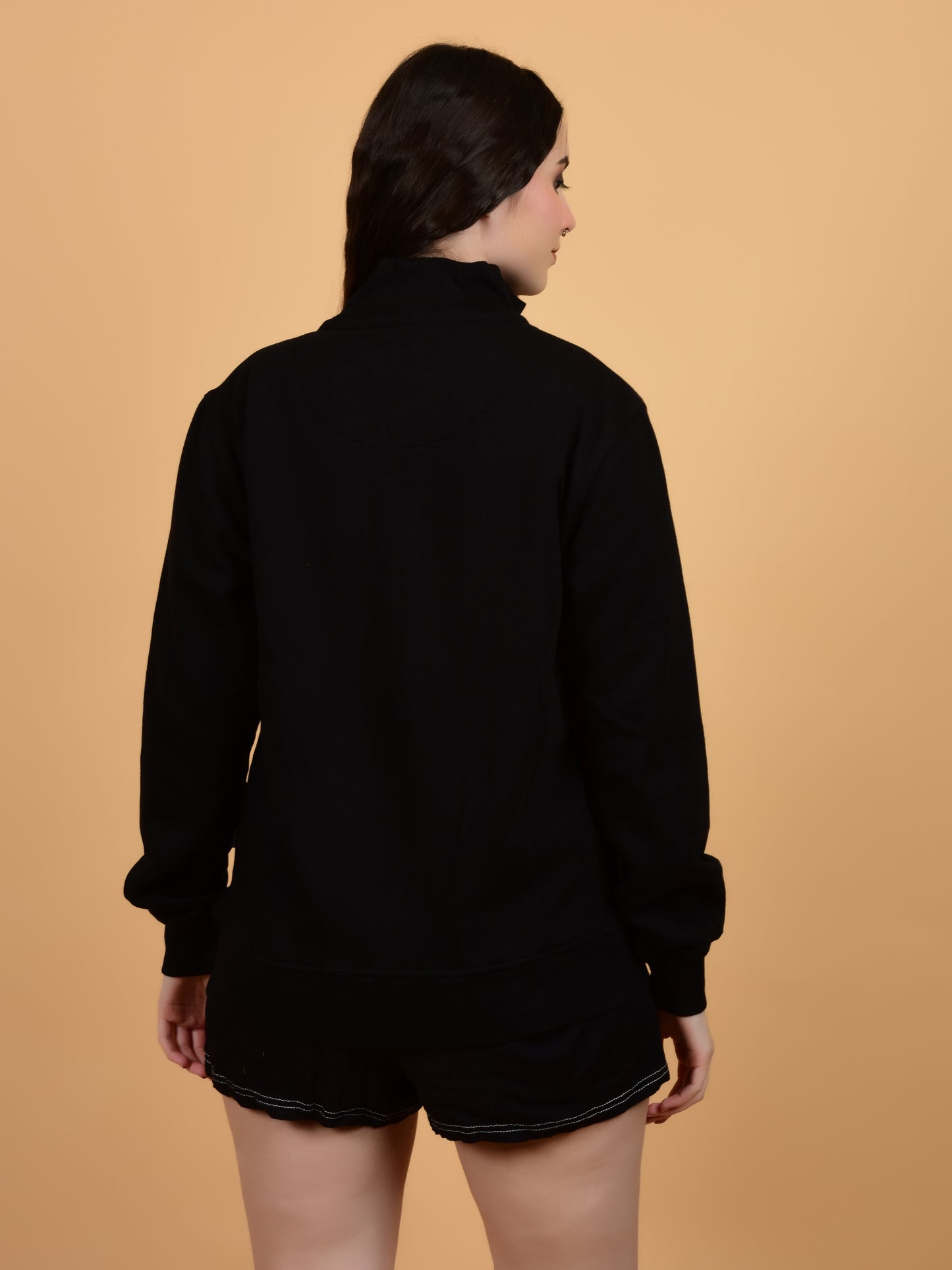 Flawless Women Black Zipped Sweatshirt Being Flawless