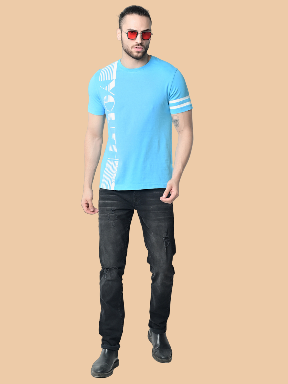 Flawless Men's 100% Cotton Sky-Blue T-Shirt Being Flawless