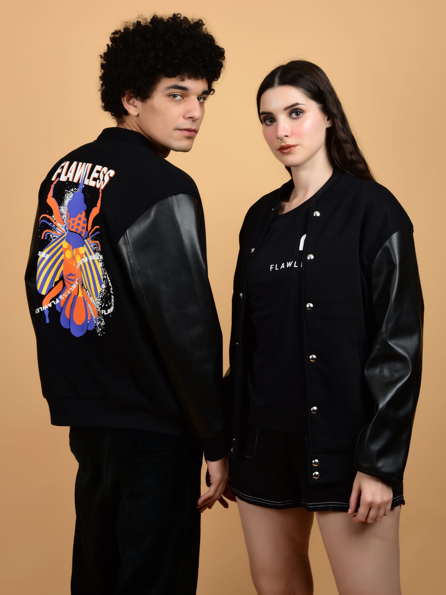 Flawless Women Black Printed Bomber Jacket Being Flawless