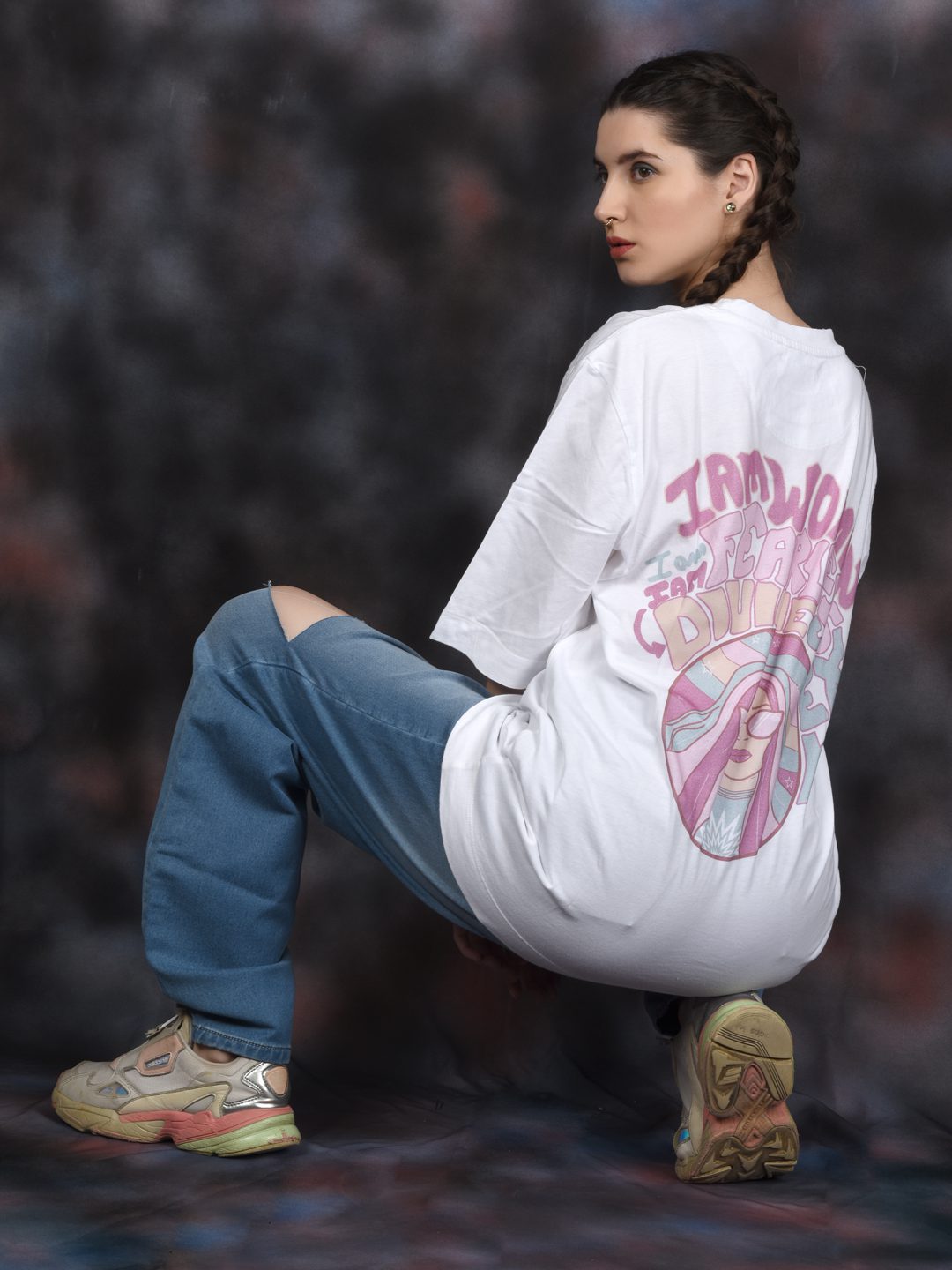 Flawless Women Fearless White Oversized T-Shirt Being Flawless
