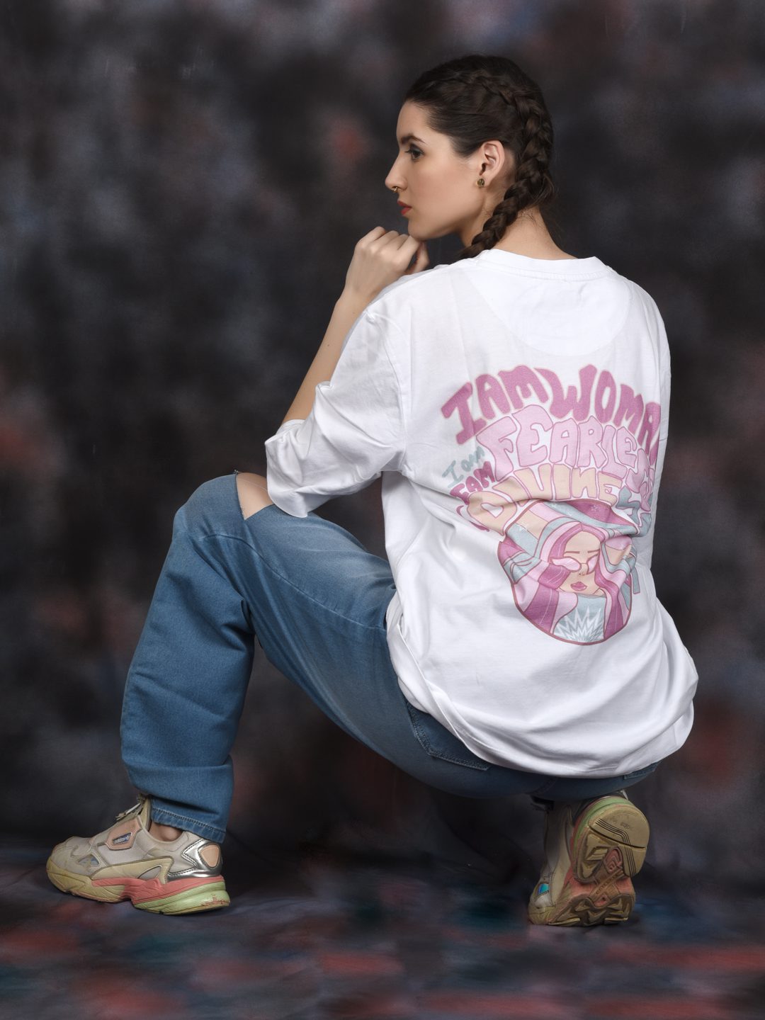 Flawless Women Fearless White Oversized T-Shirt Being Flawless