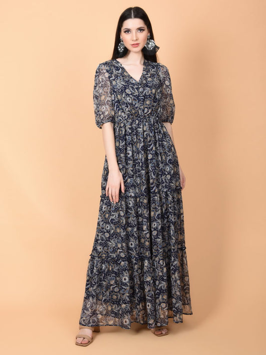 Flawless Navy Blue Maxi Dress | AZELIA Being Flawless