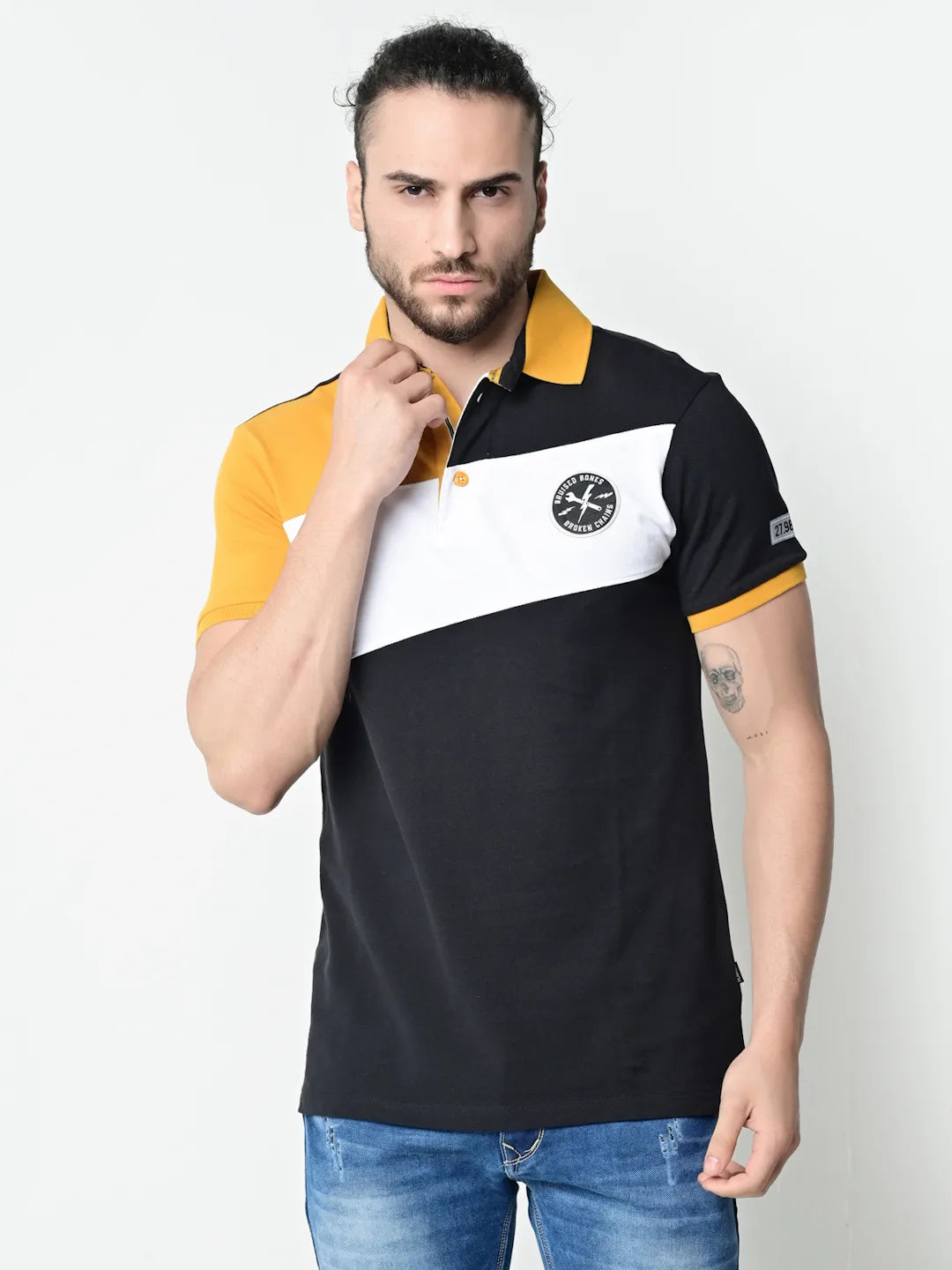 Flawless Men Organic Trio Mustard Polo T-Shirt Being Flawless