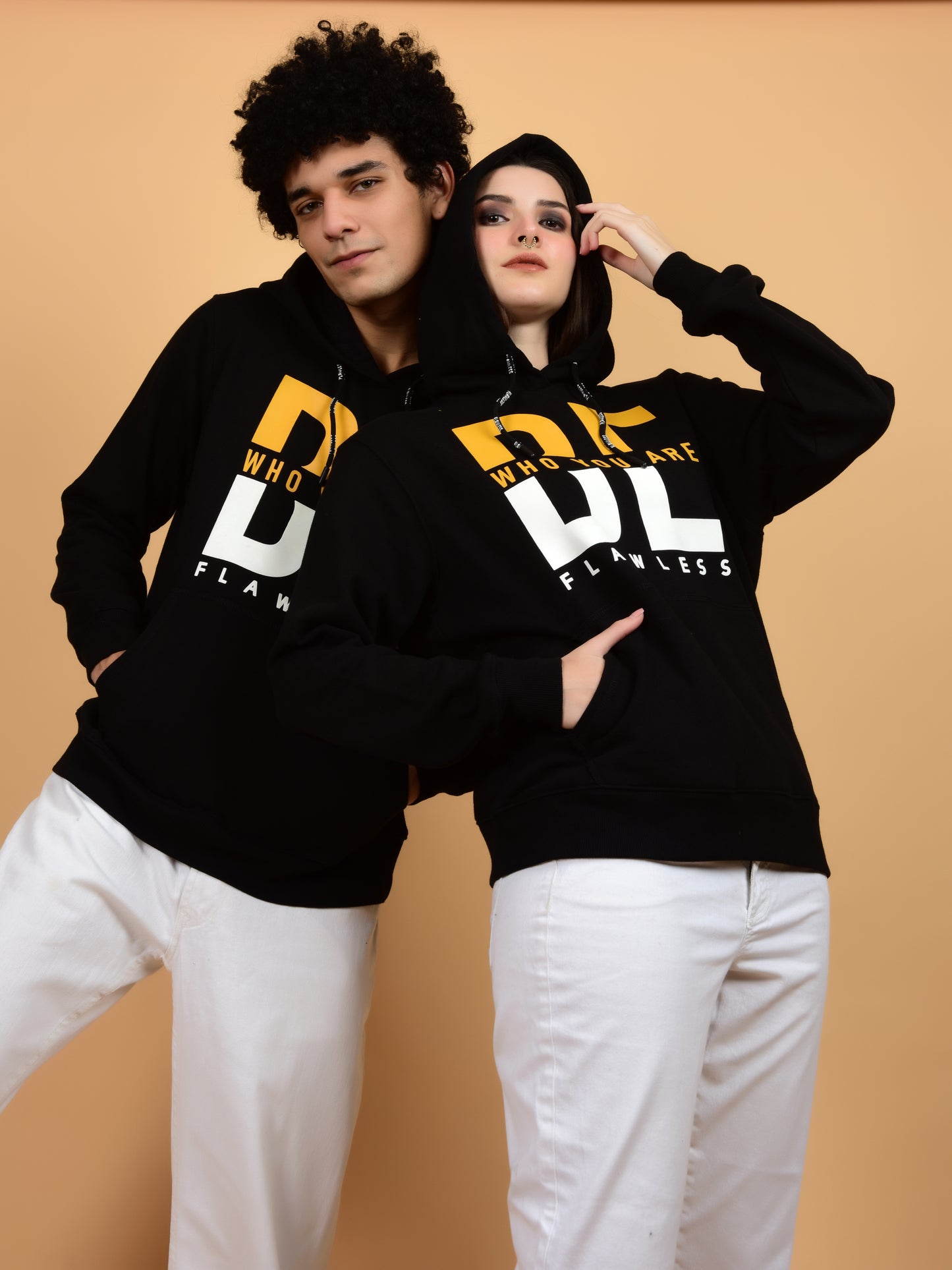 Flawless Women Trendy Black Printed Hoodie