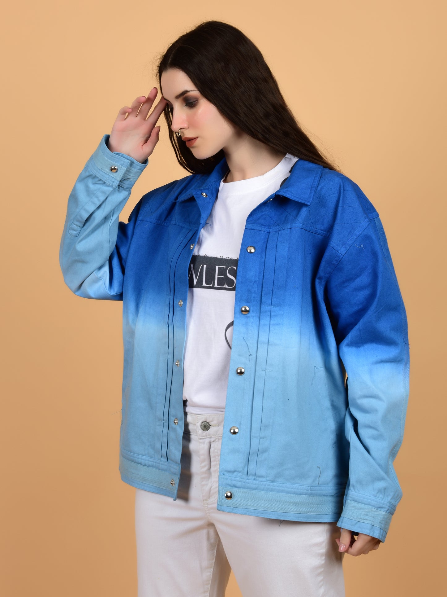 Flawless Women Blue Tie-Dye Jacket Being Flawless