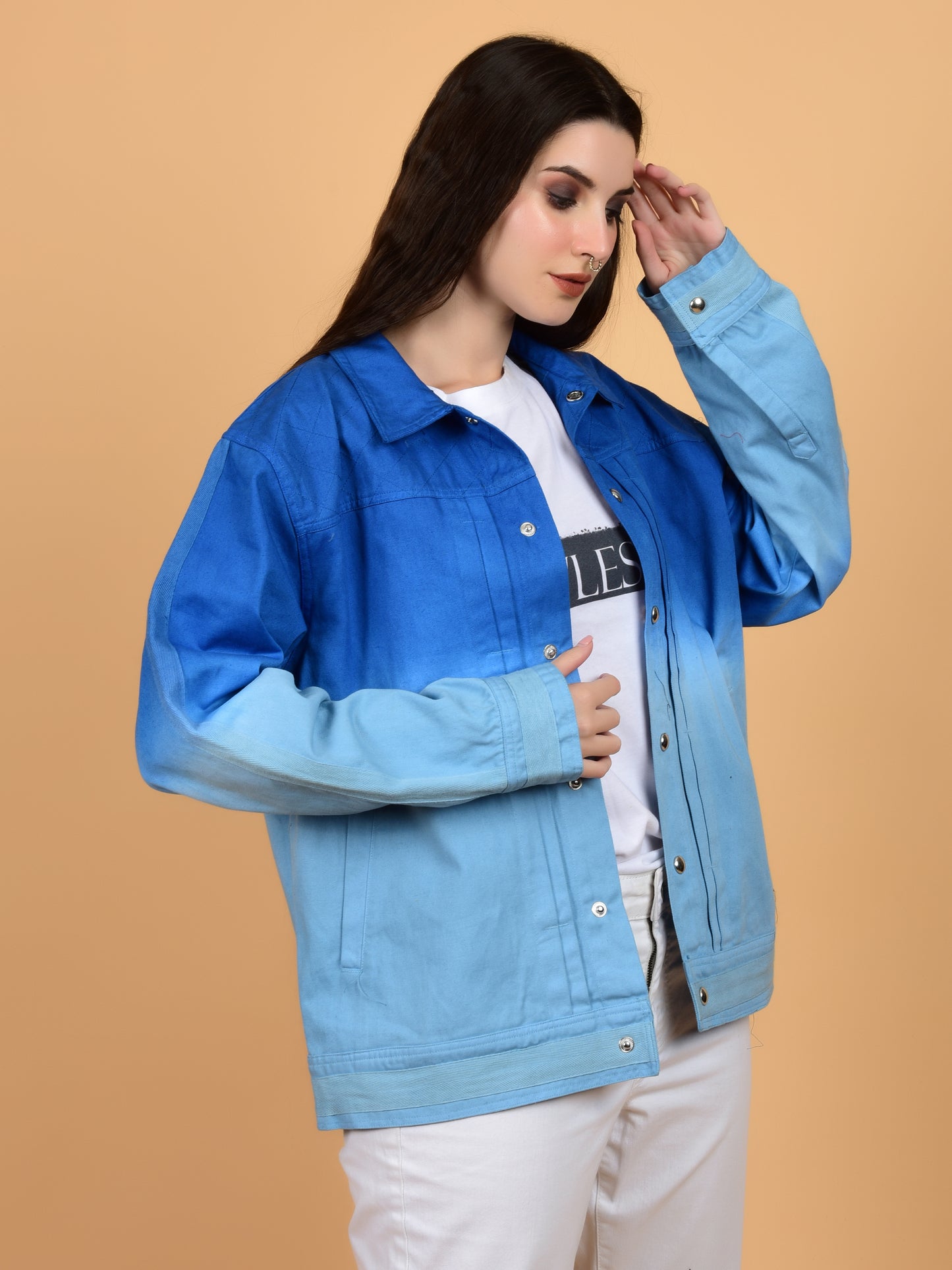 Flawless Women Blue Tie-Dye Jacket Being Flawless