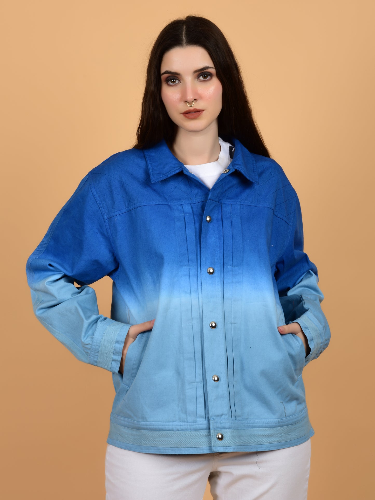 Flawless Women Blue Tie-Dye Jacket Being Flawless