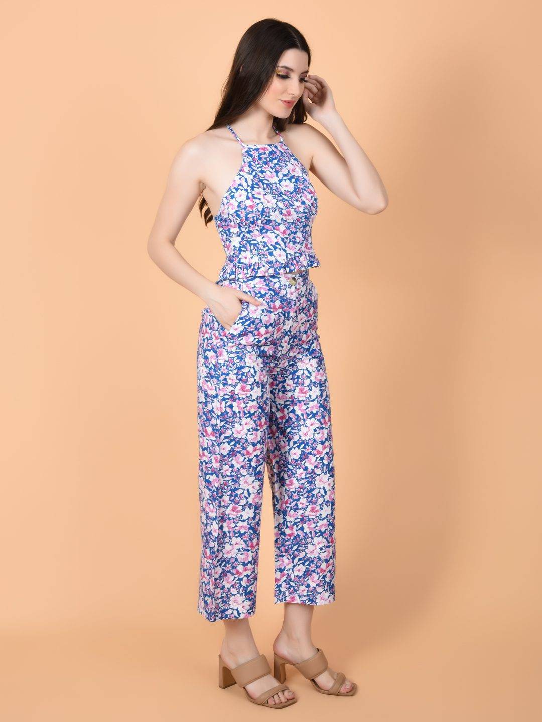 Flawless Blue Floral Women Co-Ord Set | HAILY Being Flawless