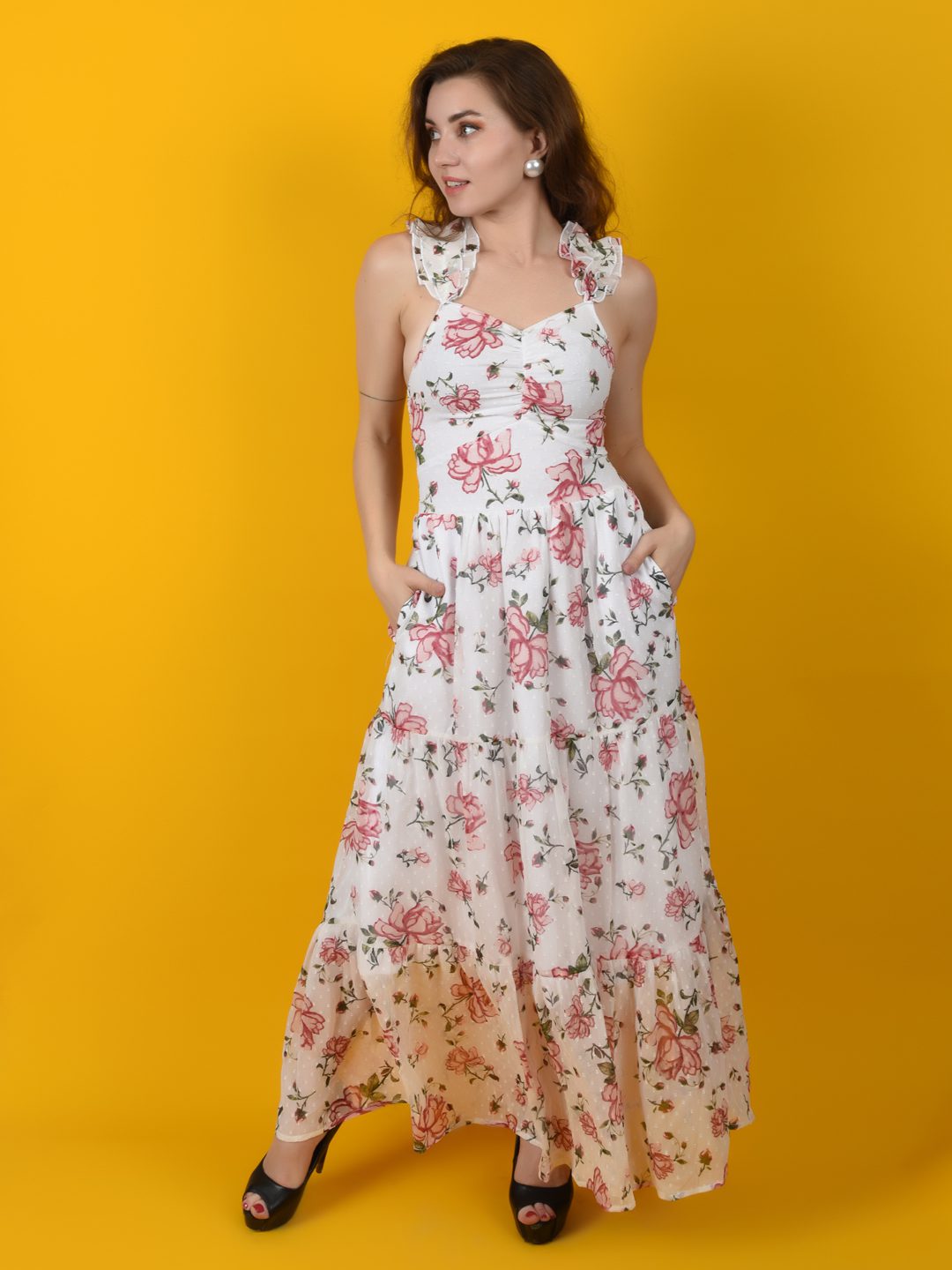 Flawless Trendy Women Rose Printed Beach Dress | BLOSSOM Being Flawless Flawless Trendy Women Rose Printed Beach Dress | BLOSSOM Being Flawless