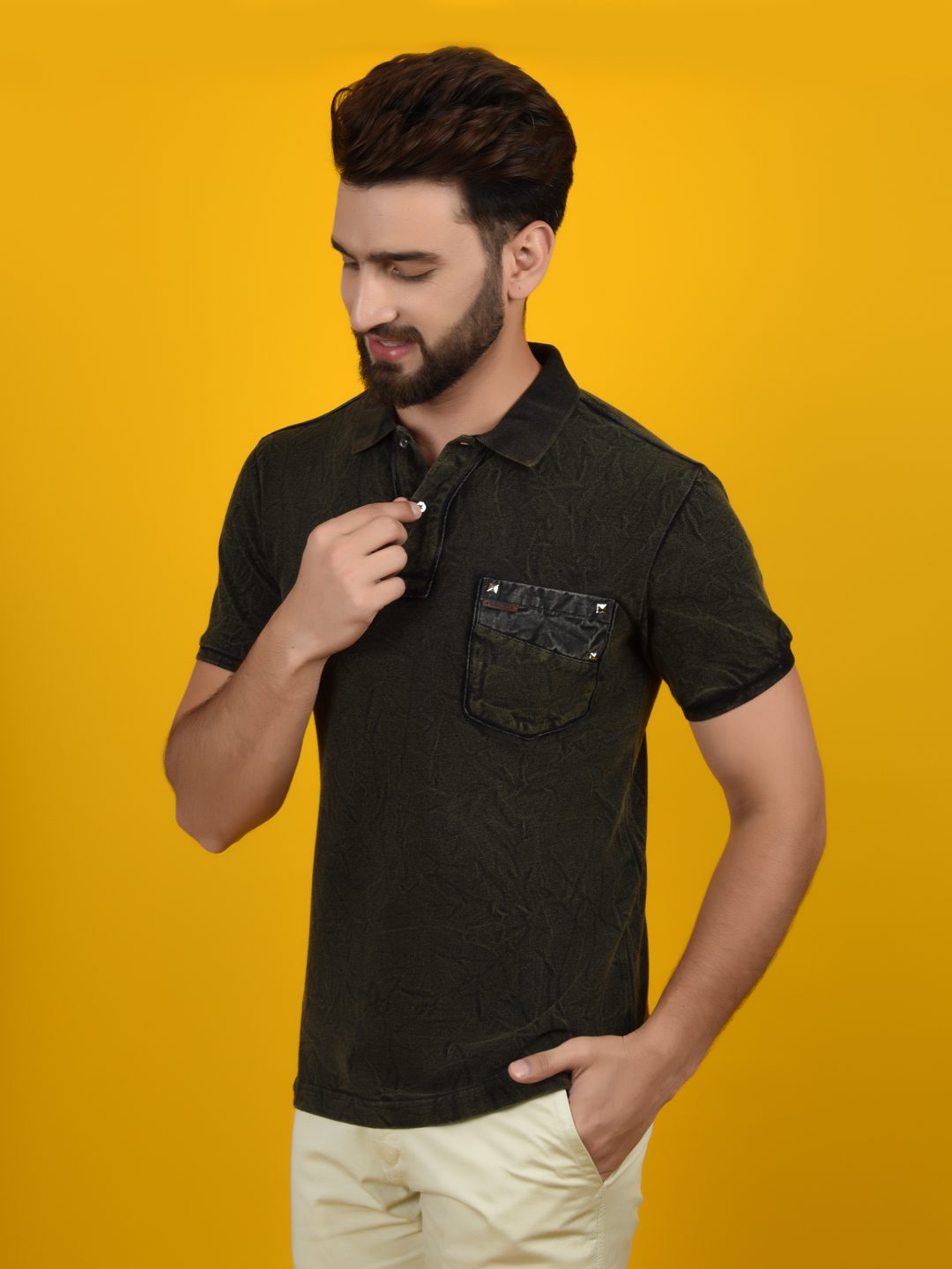 Flawless Forest Green Men Polo T-Shirt | FORESTNIGHT Being Flawless