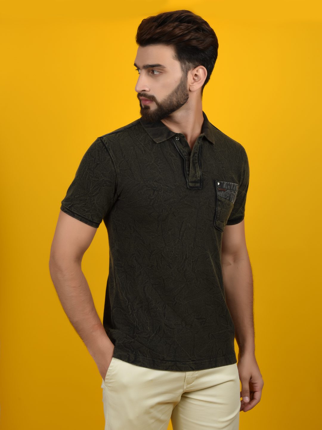 Flawless Forest Green Men Polo T-Shirt | FORESTNIGHT Being Flawless