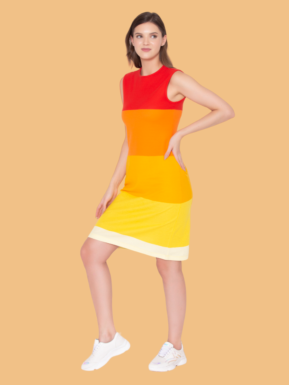 Flawless Women Colour blocked Sun Dress Being Flawless