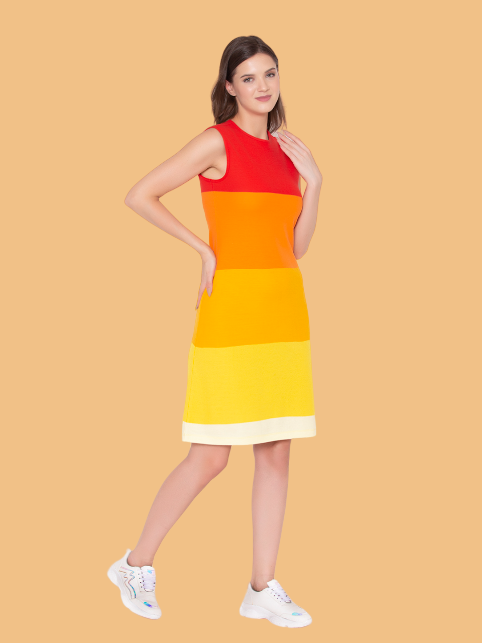 Flawless Women Colour blocked Sun Dress Being Flawless