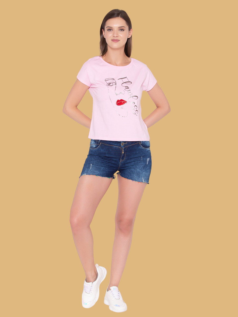 Flawless Women Pink Face Printed T-Shirt Being Flawless