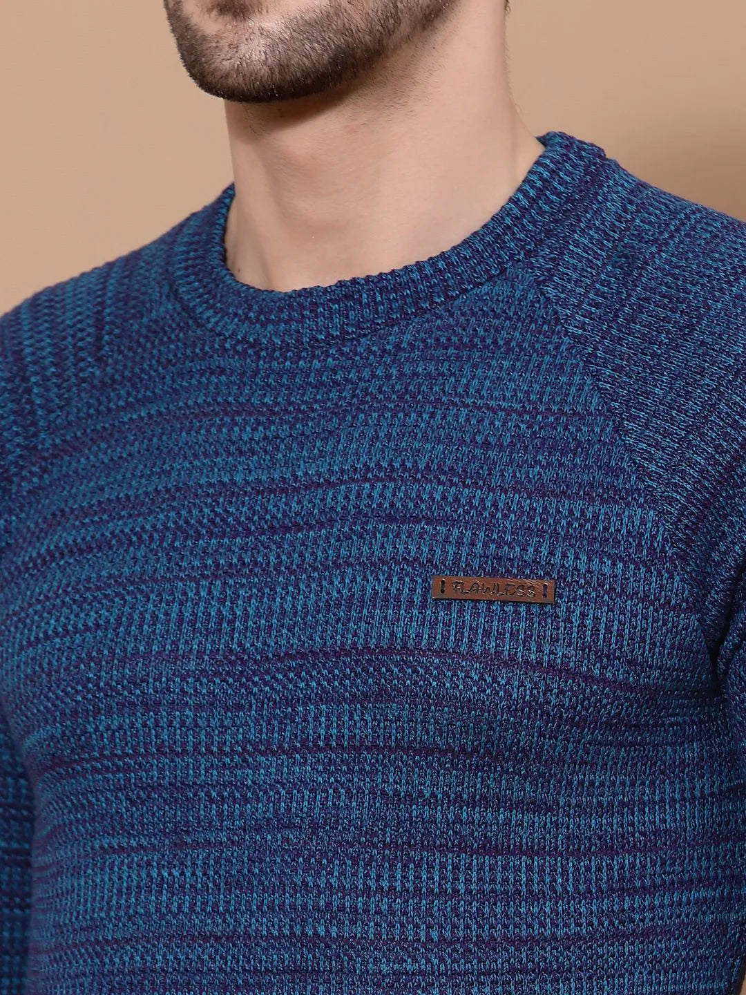 Flawless Mens's Blue Knitted Sweater Being Flawless