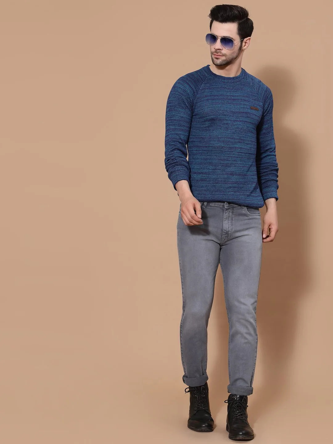 Flawless Mens's Blue Knitted Sweater Being Flawless