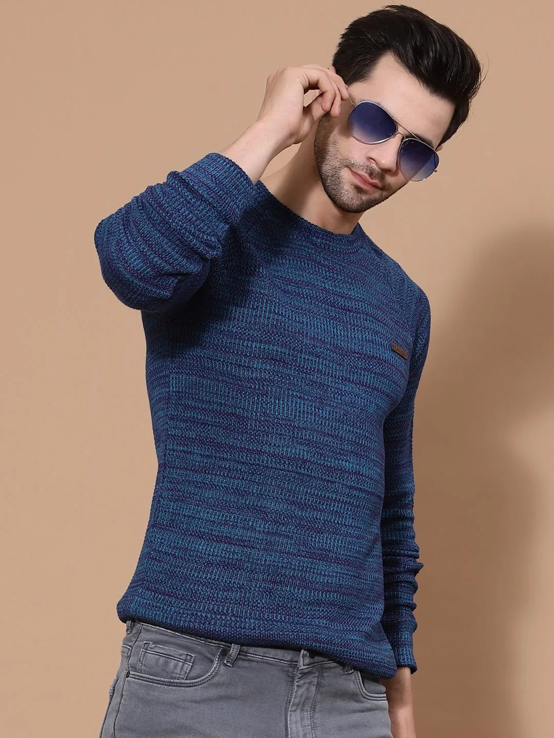 Flawless Mens's Blue Knitted Sweater Being Flawless