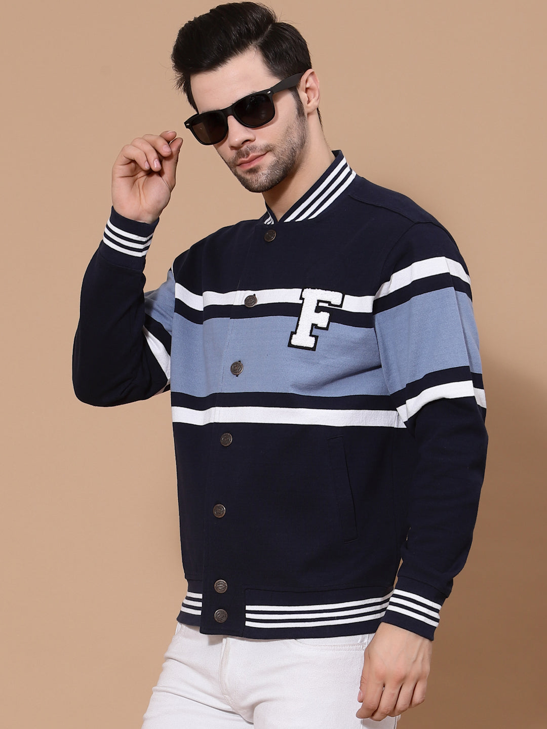 Flawless Men Multi-Color Cotton Bomber Jacket Being Flawless