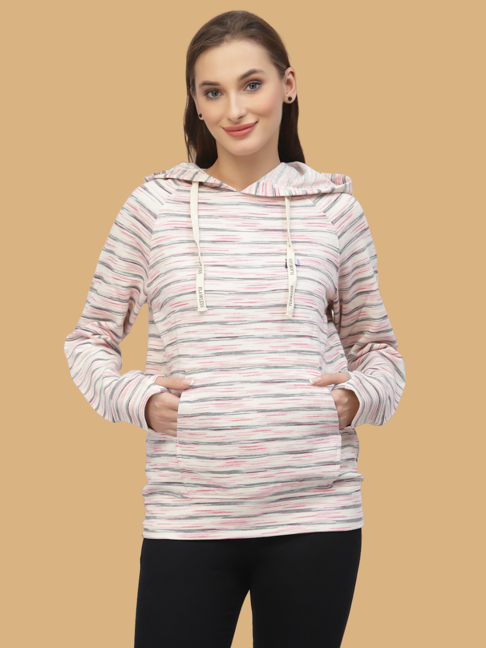 Flawless Women Strippy Hung Hoodie Being Flawless