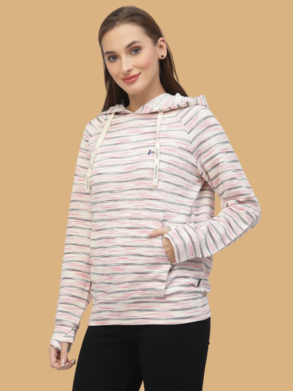 Flawless Women Strippy Hung Hoodie Being Flawless