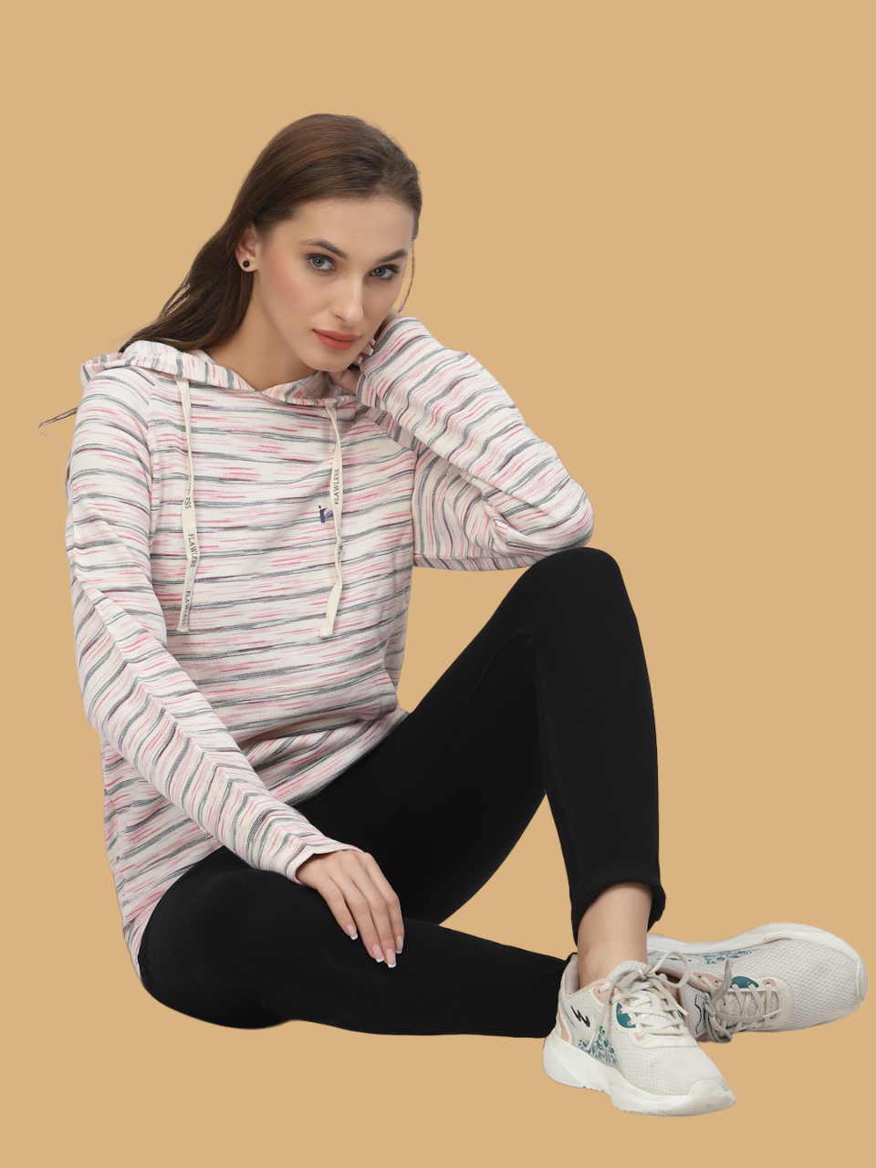 Flawless Women Strippy Hung Hoodie Being Flawless