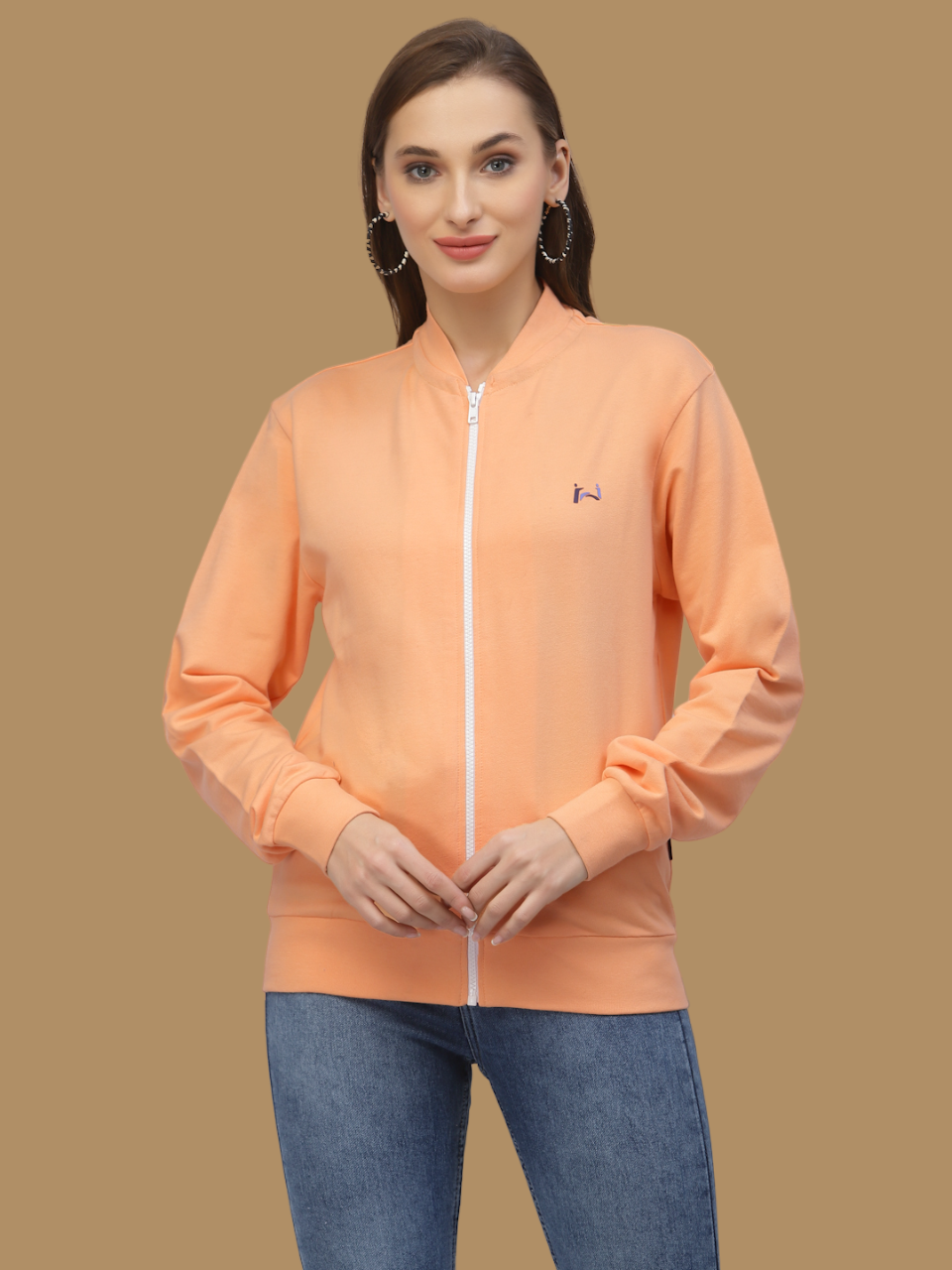 Flawless Women Solid Zipper Sweatshirt Being Flawless