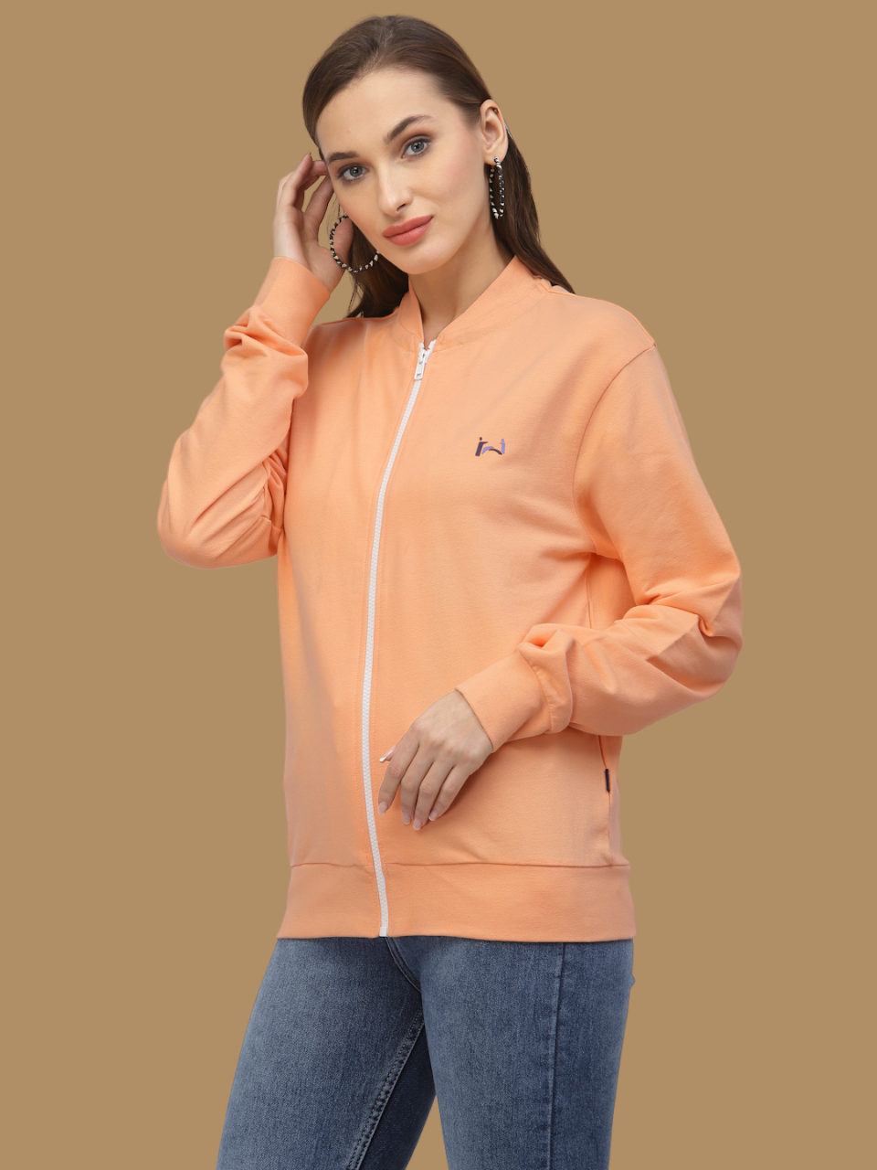 Flawless Women Solid Zipper Sweatshirt Being Flawless