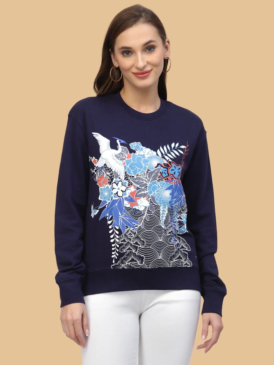 Flawless Printed Numb Navy Sweatshirt For Women Being Flawless