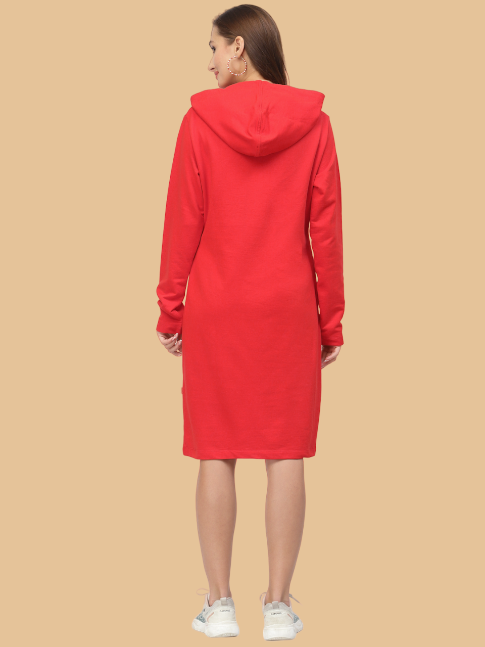 Flawless Women's Red Hooded Dress For Winter Being Flawless