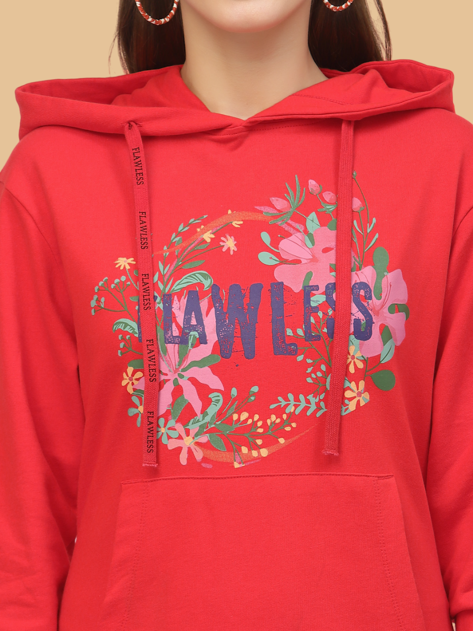 Flawless Women's Red Hooded Dress For Winter Being Flawless