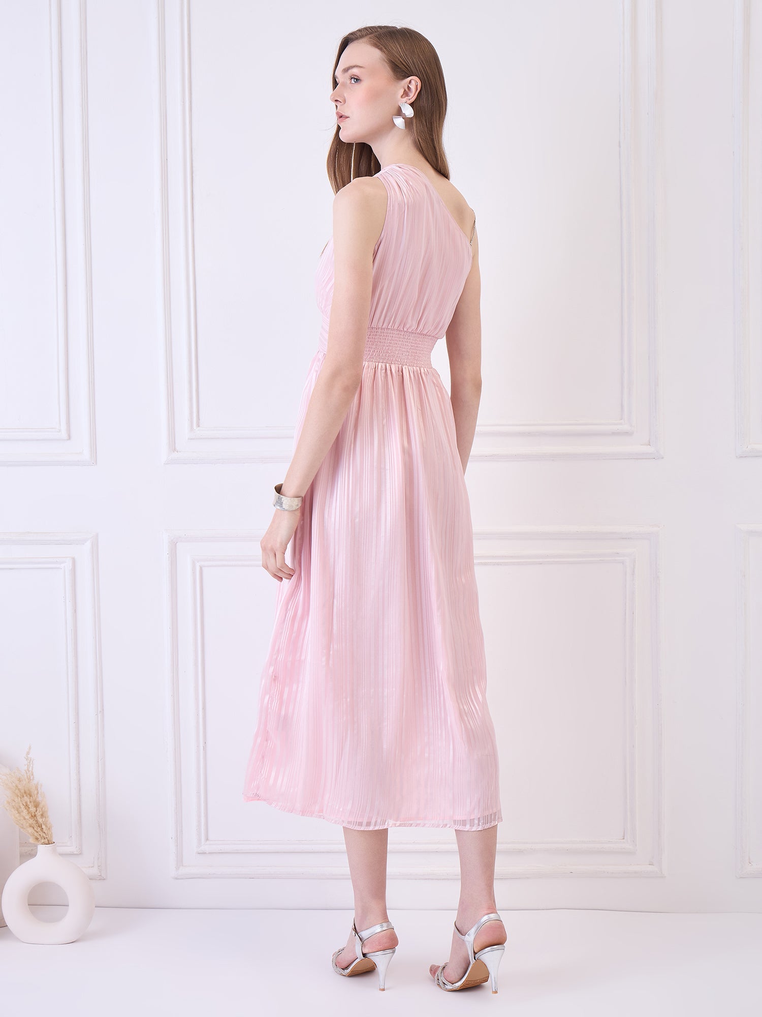 Flawless Women One Shoulder Pink Maxi Dress | BONNIE Being Flawless